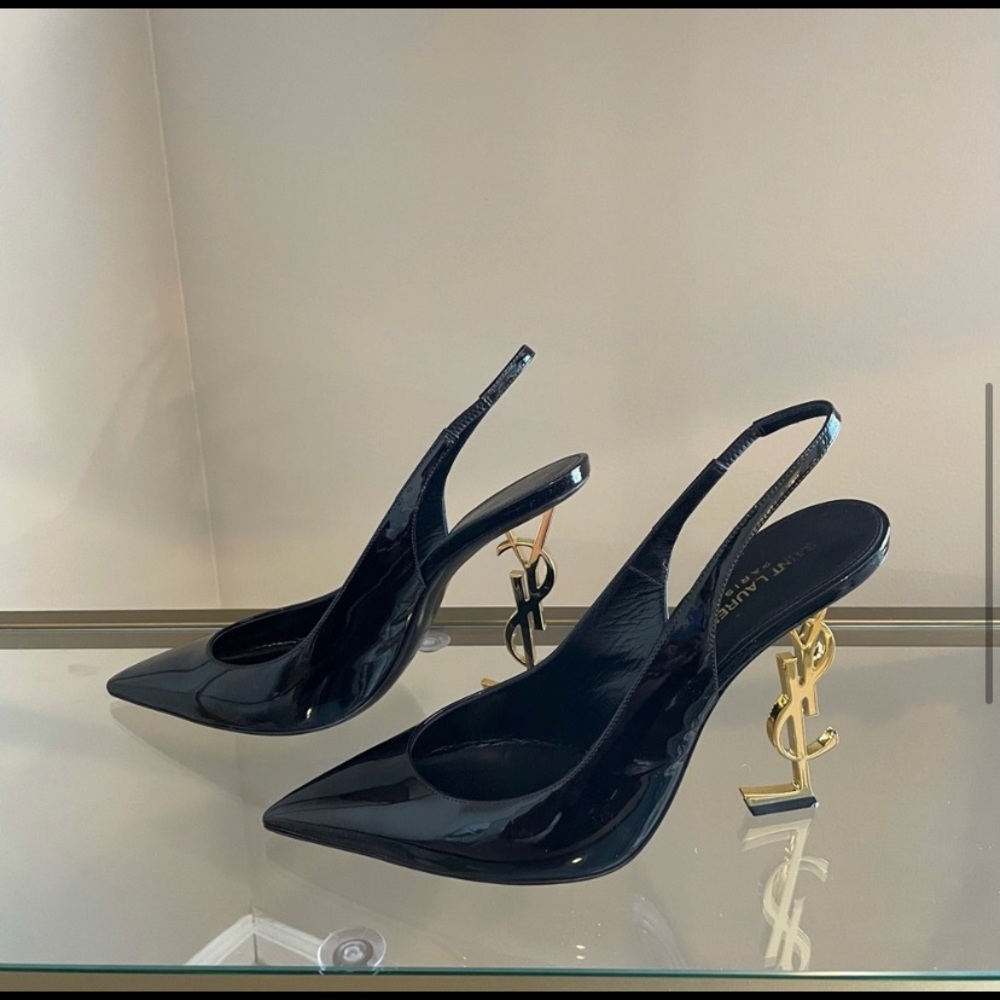 YSL NERO BLACK OPYUM SLINGBACKS